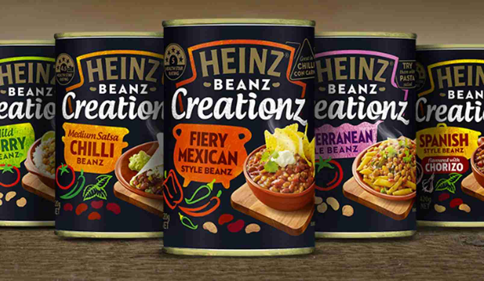 This image shows the new Heinz Beans Cans with their new marketing flavour, depicting the effect on their actual product of their use of Design thinking principles