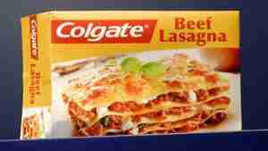 Colgate Beef Lasagna, showing a branding and strategy mismatch