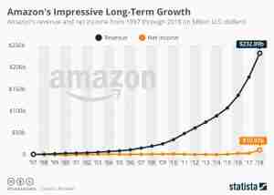 Graph of Amazon revenue and net income Growth
