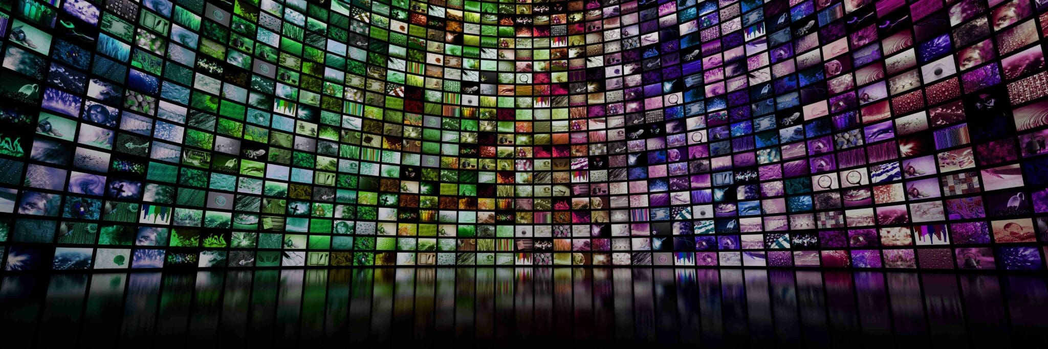 streaming of Colorful giant multimedia video and image wall, representing the digital transformation that is taking place