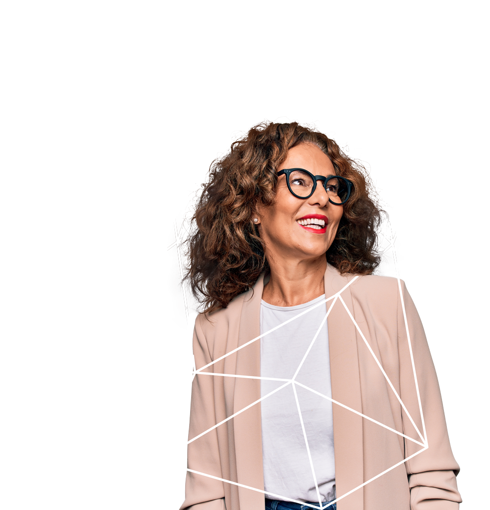 An image of a woman in a Geometric shape representing the leaders driving Business Strategy
