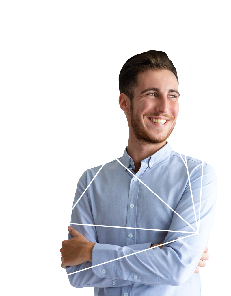 An image of a man in a geometric shape representing the strategy group icon for employee experience, which employee value proposition lies within.