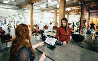 two women near tables